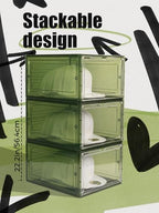 SCAVATA 6 Pack Hat Organizer Box, Stackable Clear Baseball Caps Holder Box Containers with Magnetic Door for Hats Snapback Cap Storag, Hat Rack Display Case, Holds 8 Hats Each (Green) - Image 3