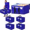 FabSpace 4-Pack Moving Bags with Backpack Straps & Carry Handles, 25 Gallons-93 L Heavy Duty Storage Totes for Space Saving, Foldable Storage Bags for College Dorm, Travel, Camping (Blue) by Fabspace