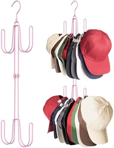 NANATI Hat Hangers for Closet, Stainless Steel Hat Organizer, Hat Racks for Baseball Caps, Cap Organizer for Baseball Caps, 1 Pack, Pink by Unknown