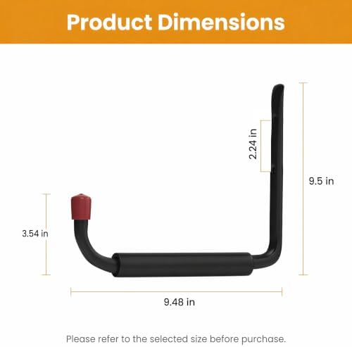 6 Pack Garage Hooks Heavy Duty, Utility Steel Hooks with EVA Foam Padding, 9.48inch Wall Mount J Organizer Hanger for Hanging Bikes Kayak Garden Tool Hose Bike Shelf - Image 2