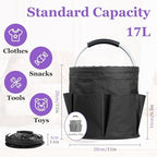 2Pack 17L Foldable Cleaning Supply Caddy with Handle, Portable Bucket Tool Organizer, Garden Tool Bag in 600D Oxford Fabric, Folding Storage Basket for Outdoor, Bathroom, Black + Dark Gray - Image 2