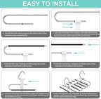 Upgrade 6 Layers Pants Hangers Space Saving, 2Pack Stainless Steel Multifunctional Rack Non Slip S-Type Clothes Jean Hanger Closet Organizer for Jeans Leggings Trousers Skirts Scarf, White | Metal Space Saving Hangers Multi-Layer Multifunctional Closet... - Image 6