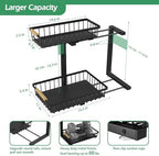 ADRIMER Under Sink Organizer 2 Packs, Pull Out Kitchen Sink Organizer, 2 Tier Slide Out Kitchen Organizers and Storage Bathroom Under Cabinet Storage Shelf, Black - Image 5