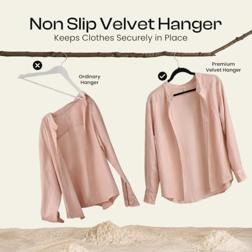Utopia Home Velvet Hangers, Black, 50 Pack | Luxury Non-Slip Slim Pant & Coat Hangers | Strong Space-Saving Clothes Hangers | 360° Swivel Hook - Image 6