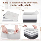 Fab totes Storage Bins 3-Pack, Foldable Storage Baskets for Organizing Toys, Books, Shelves, Closet, Large Storage Box with Rope Handles, Sturdy Organizer Bins,Gradient Grey - Image 5