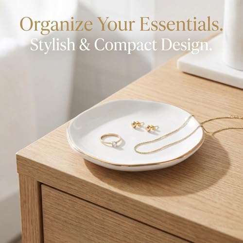 12 Pack Ceramic Jewelry Trays, 4.5 Inch Round | Decorative Trinket Dish Set for Vanity Organizer & Bathroom Decor, Birthday Gifts for Women - Image 6