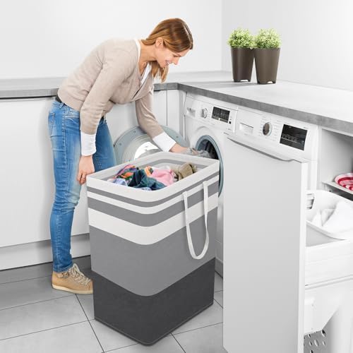 StorageRight Laundry Basket Hamper, 125L Collapsible Clothes Storage, Grey - Image 6
