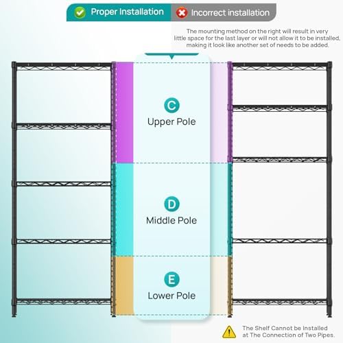 SINGAYE 5 Metal Shelves Wire Shelving Storage Shelf Adjustable Unit Pantry - Image 5