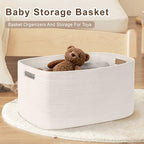 45L Small Woven Laundry Basket Hamper with Handles, White - Image 3