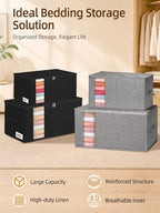 60L Rigid-Sided Blanket Storage Bags, 2 Pack, Gray - Image 2