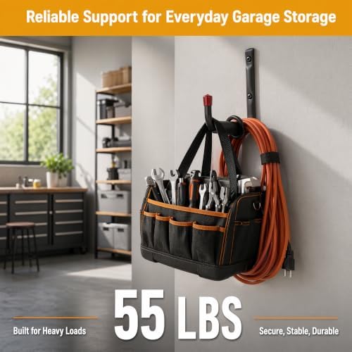 6 Pack Garage Hooks Heavy Duty, Utility Steel Hooks with EVA Foam Padding, 9.48inch Wall Mount J Organizer Hanger for Hanging Bikes Kayak Garden Tool Hose Bike Shelf - Image 3