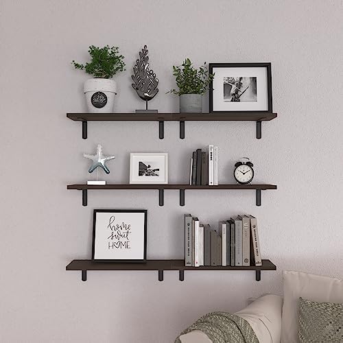 WOPITUES Floating Shelves Set of 6 for Wall Decor & Storage, Dark Brown - Image 6