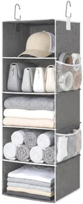 StorageWorks Hanging Closet Organizer for Small Closets, 5 Shelf | Add More Storage to Small Closets with 5 Reinforced Shelves, Perfect for Bedroom, Dorm and RV, Gray by StorageWorks