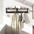 YMYNY Coat Rack Wall Mount with Shelf and Hooks, Black UHWS001B-2 - Image 5