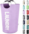 Extra Large Laundry Basket, Big Laundry Hamper Bag Handles, 130L Purple by SweetMemoLiving