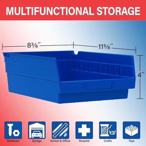 Akro-Mils 30150 Heavy Duty Plastic Shelf Bins, 12"x 8"x 4", Red, 12-Pack - Image 3