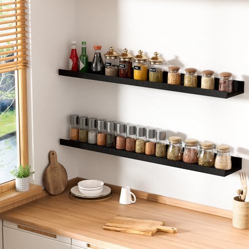 upsimples Floating Shelves for Wall Decor and Storage, Black, 6Pcs 15.7'' - Image 6