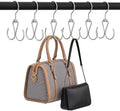 6 Pack Purse Hanger for Closet, 12 Storage Capacity Rotatable Purse Hooks, Hanging Backpack Bag Holder, Closet Organizers and Storage, Silver by OMHOMETY