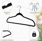 Quality Hangers 50 Pack Plastic Hangers for Clothes - Slim Non-Velvet Hangers with 360° Swivel Chrome Hook & Non Slip Notches - Ideal for Dresses Coats Shirts Jackets & More - Black - Image 3