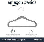 Amazon Basics Kids Velvet, Non-Slip Clothes Hangers for Infant and Toddler, 11.6 inches (for Baby Clothes), Gray (Pack of 4) - Image 2