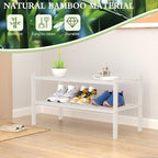 ROMGUAR CRAFT 2 Tier Bamboo Shoe Rack for Closet Free Standing Wood Shoe Shelf for Entryway Small Space Stackable 27"x11"x13" (White) - Image 6