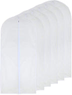 Garment Bags for Hanging Clothes 24'' x 48'' Long Suit Dust Hanging Garment Bag White Breathable Suit Covers for Closet Full Zipper Dust Cover for Dance Dress Clothes Pack of 6 by HomeClean