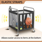 STORAGE MANIAC Ball Storage Bin Rolling Sports Ball Cart, Metal Garage Organizer Sport Rack Basketball Storage Cage for Garage or Gym, Indoor & Outdoor Sports Equipment Organizer - Image 4