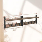 YMYNY Coat Rack Wall Mount with Shelf and Hooks, Silver Gray UHWS001Y-2 - Image 4