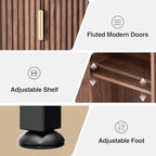 FiveWillowise Over The Toilet Storage Cabinet with Fluted Doors and Adjustable Shelf, Tall Bathroom Organizer with Metal Stand Space Saver Over Toilet, Wood Rack for Bathroom, Restroom, Laundry - Image 6