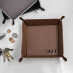 Lifetime Creations Monogrammed Valet Tray (Black) - Personalized Vegan Leather Catchall, Change Tray, Groomsmen Gift, Desk Dresser Organizer - Image 6
