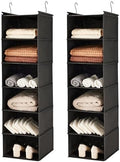 MAX Houser 2 Pack 6 Tier Hanging Closet Organizer with 2 Hooks, Black | foldable lightweight fabric closet storage, space-saving design for Bedroom, Closet Hanging Shelf for Storage by MAXHouser