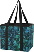 Trunk Organizer Collapsible Car Organizer with Handle Car Storage Box Bin for Groceries SUV Utility Tote Bag Portable Vehicle Container Teal and Black Damask by WelcometoElliTarr