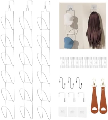 18 Pack Over The Door Hat Organizer for baseball caps | Multi-Functional Baseball Hat Rack for Closet | Wall Mounted Hat s torage organizer | 5 types of accessories cap holder stand w hooks ,White by LINFIDITE