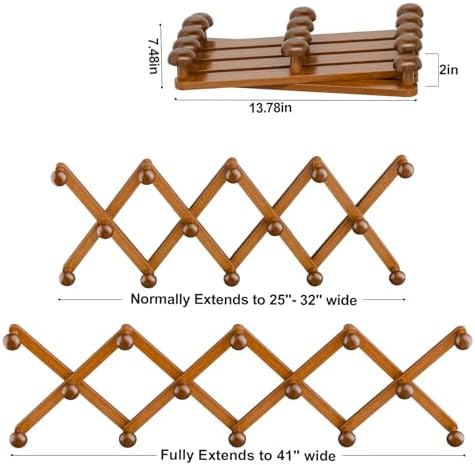 WGFKVAS Hat Rack for Wall with 14 Hooks, Solid Wooden - Image 2