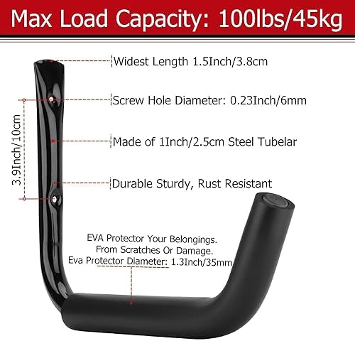 Kayak Storage Hooks, Wall Mount Garage Canoe Storage Hangers for Kayaks or Paddleboards, Heavy Duty Wall Rack - Image 3