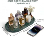 YKAJO Jade Green Oval Marble Tray, 11.8x5.9 Vanity Perfume Organizer Dish - Image 3