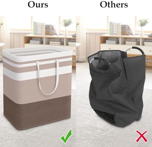 StorageRight Laundry Basket Hamper, 100L Collapsible Clothes Storage, Khaki - Image 5