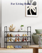 Kitsure Shoe Rack for Closet, Shoe Organizer, 27.6" Wide - 3 Tier, Black | Shoe Storage for Closet, Entryway, Space-Saving Shoe Shelf with Side Handle, Closet Organizer - Image 5