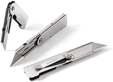 WORKPRO 3PCS Quick Change Folding Pocket Utility Knife Set with Belt Clip by WORKPRO
