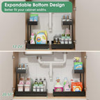 REALINN Under Sink Organizer, L-Shaped Pull Out Cabinet Rack for Kitchen - Image 2