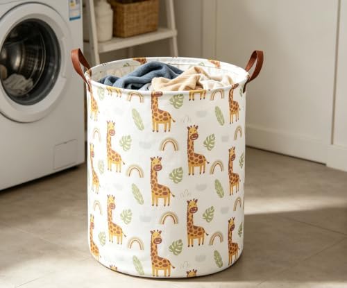 ESSME Laundry Hamper,Giraffe Hamper Collapsible Canvas Waterproof Animal Storage Bin,Gift Baskets,(Giraffe) - Image 3