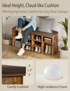 DINZI LVJ Shoe Storage Bench with Cushion, 40.9" Cubby Shoe Rack, 12-Cubby - Image 5