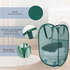 Upgraded 100L Extra Large Collapsible Laundry Baskets, 2 Pack XL Mesh Pop Up Laundry Hamper with Handles, Portable Travel Laundry Basket, Foldable Hamper. Green - Image 3