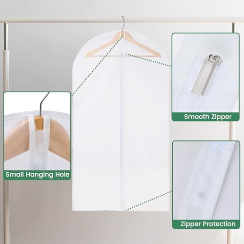 Carbrea 12 Pack Translucent Garment Bags for Hanging Clohes - 24" x 42" - Image 4