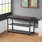 Simple Houseware Wooden Top Shoe Rack Bench for Entryway, Dark Brown - Image 5