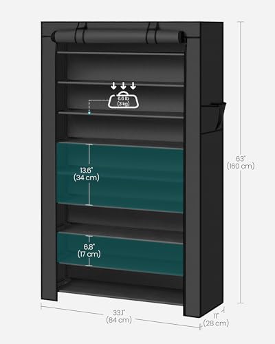 SONGMICS 10-Tier Shoe Rack with Cover, Shoe Storage Cabinet for 40-50 Pairs - Image 3