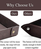 CASIRENA Faux Leather Valet Tray Organizer for Men - Catch-All Tray for Entryway Table Key, Wallet, Watch, Coin Change, Phone, Dresser EDC Dump Jewelry, Bedside Nightstand Desk-top - Image 3