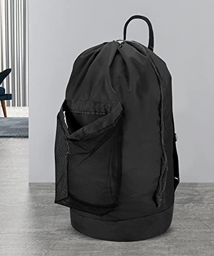 Dalykate Backpack Laundry Bag, 115L Large Hamper with Shoulder Straps, Drawstring Closure, Mesh Pocket, Black - Image 6