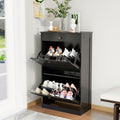 Shoe Storage Cabinet with 2 Flip Drawers, Shoe Cabinet Organizer, Black by FTZxHKLX