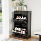 Shoe Storage Cabinet with 2 Flip Drawers, Shoe Cabinet Organizer, Black by FTZxHKLX